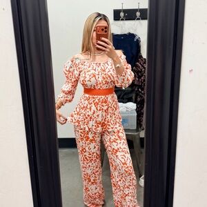 Elegant Orange and White Floral Set